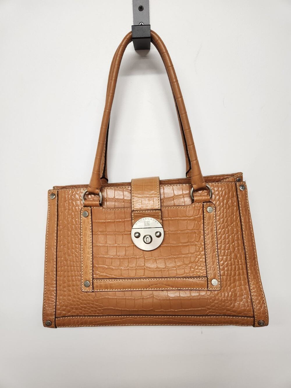Michael Kors Women's Peninsula II Satchel Bag, Tan Crocodile Embossed Leather